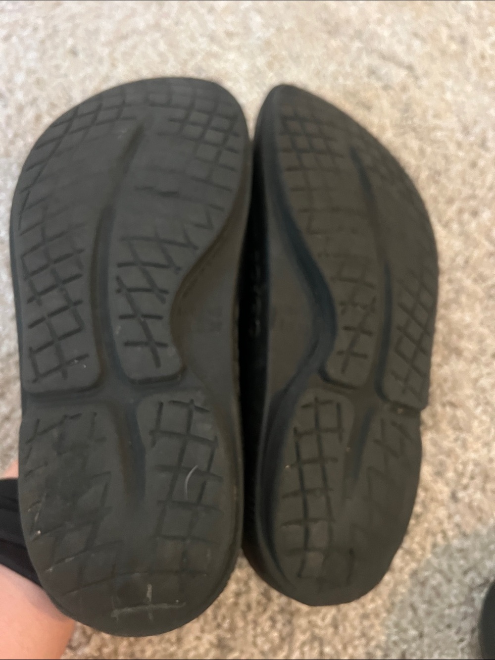 OOFOS Black Slide Sandals with White Logo 8 - Picture 3 of 4